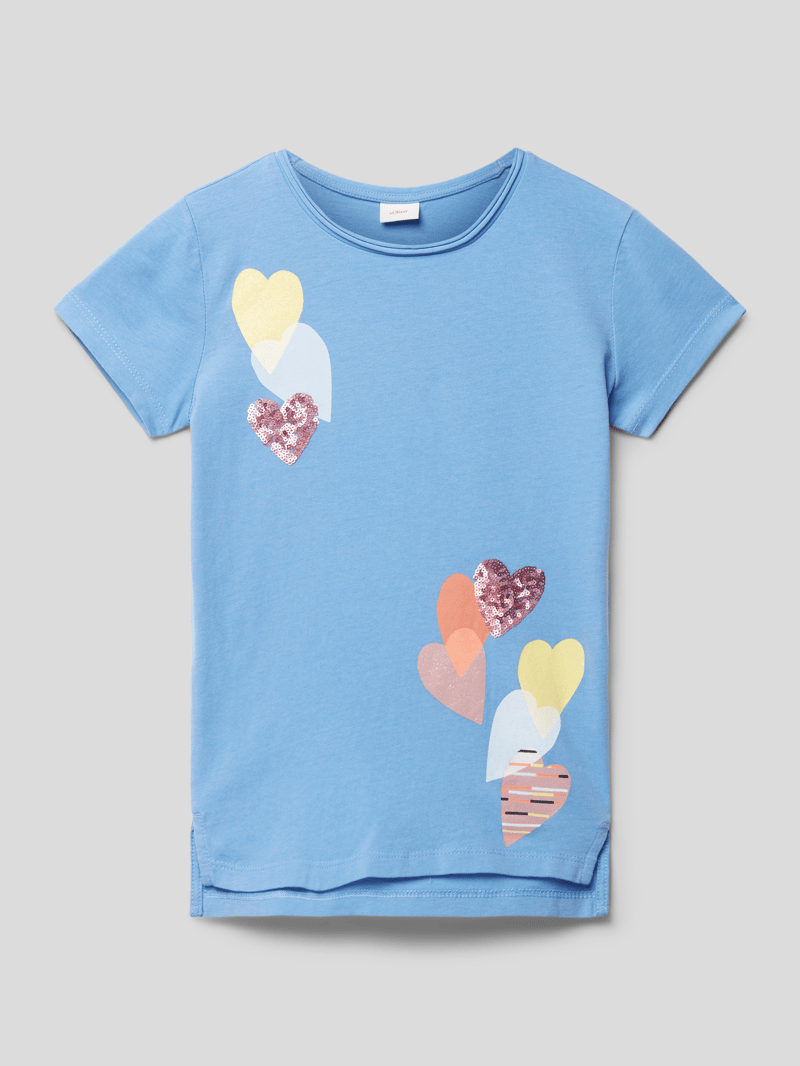 T-Shirt mit Motiv-Print in bleu