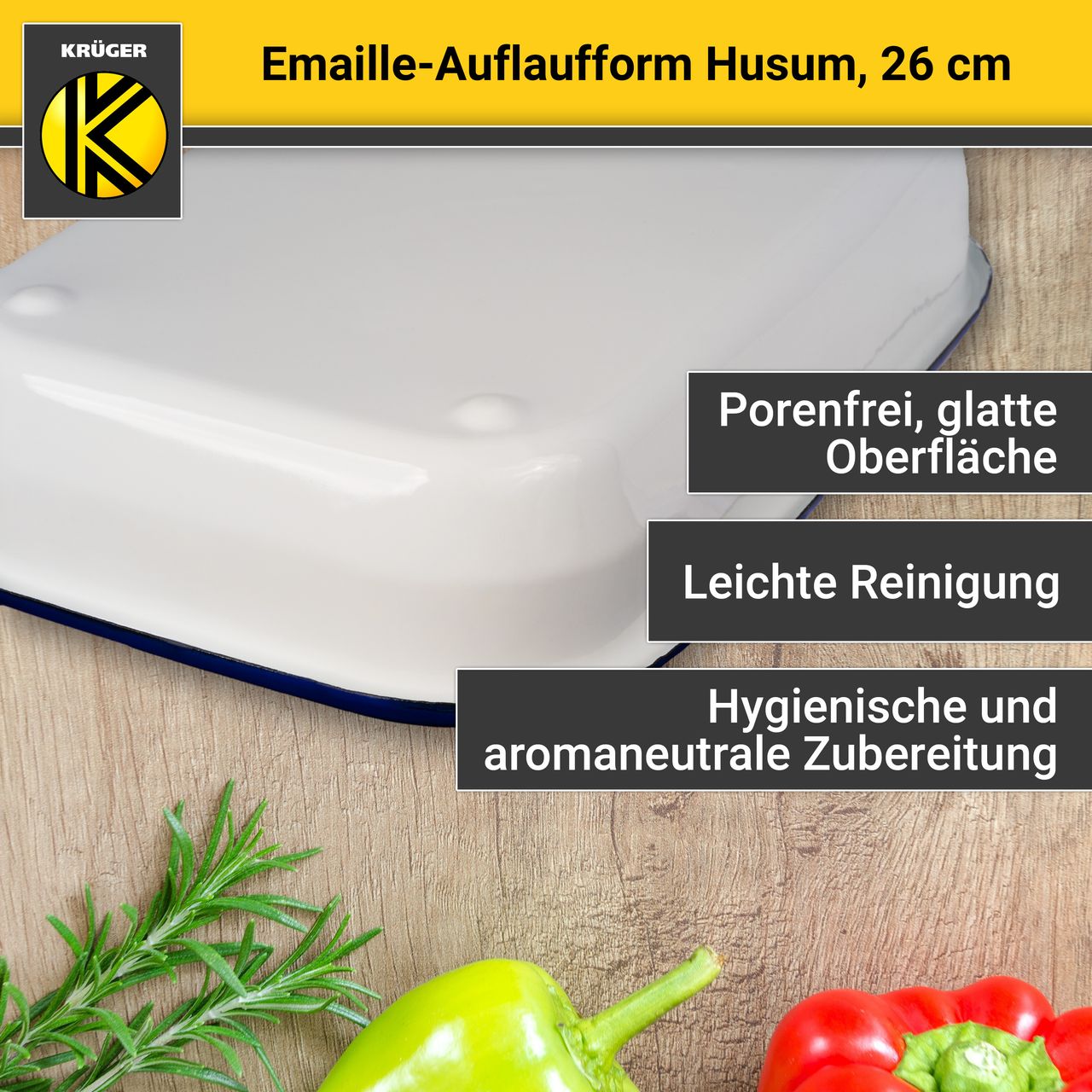 Karl Krüger Emaillierte Auflaufform HUSUM, 26 cm