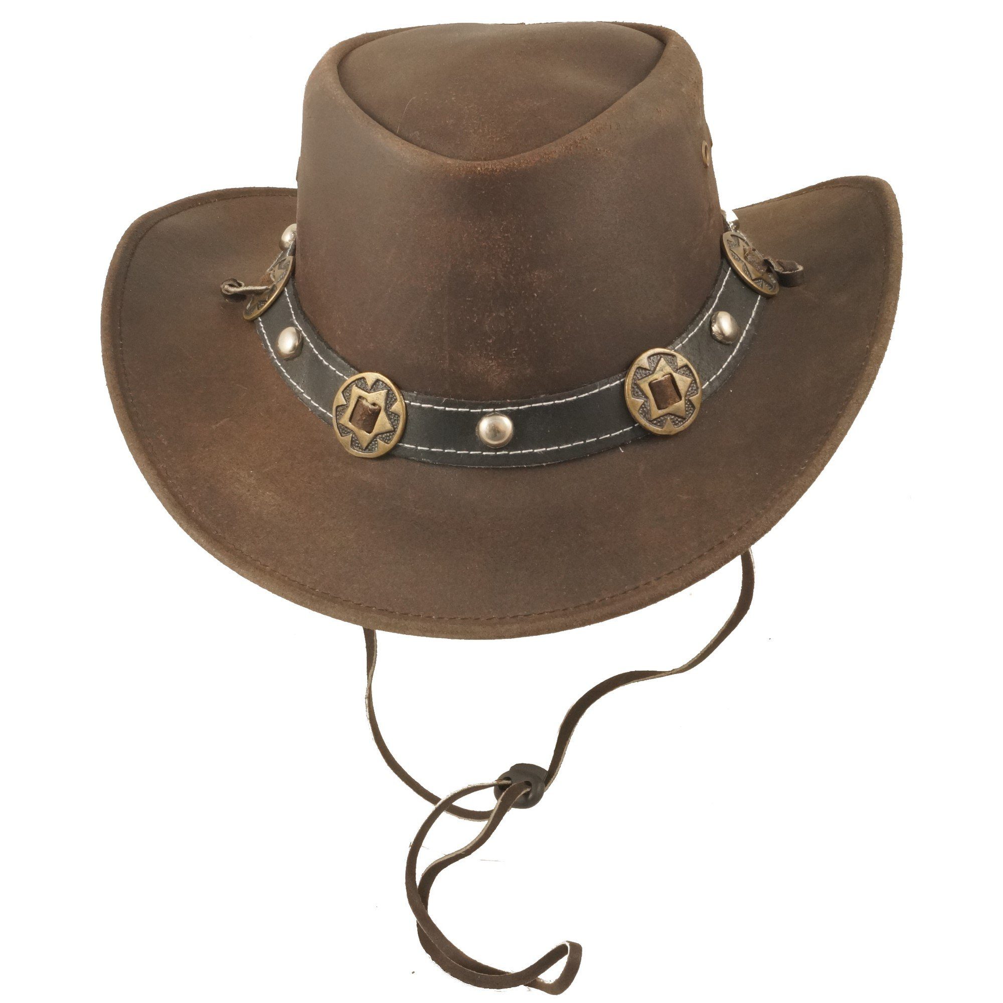 Scippis Cowboyhut Scippis Cowboyhut Conchos Echtleder braun Kinnriemen
