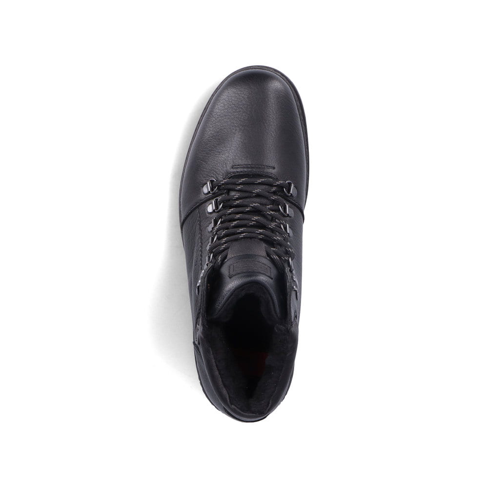 Rieker Herren Schnürstiefel glanzschwarz