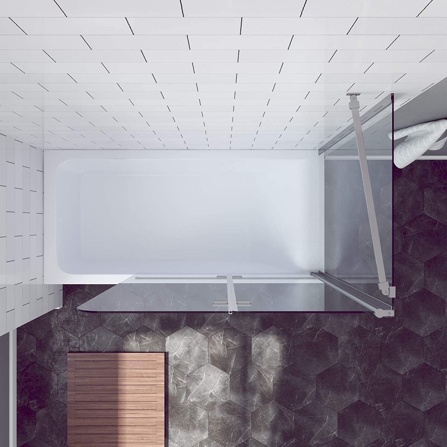 AQUABATOS Badewannenaufsatz Duschwand für Badewanne Badewannenaufsatz Duschabtrennung Faltwand, 5 mm Sicherheitsglas, Nano Beschichtung, Faltbar