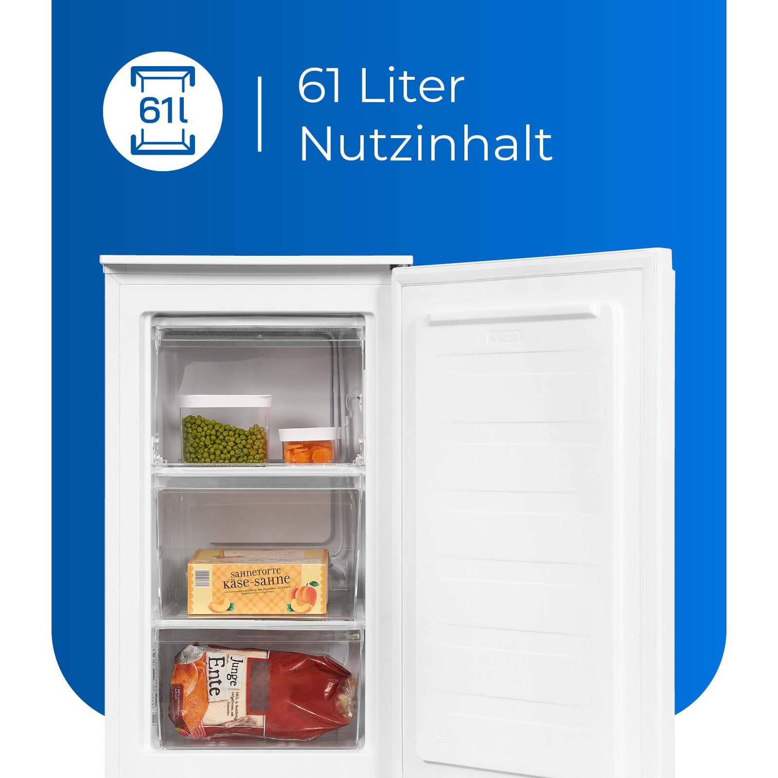 exquisit Gefrierschrank GS111-010F, 85 cm hoch, 48 cm breit, kompakt mit praktischer Gefrierklappe