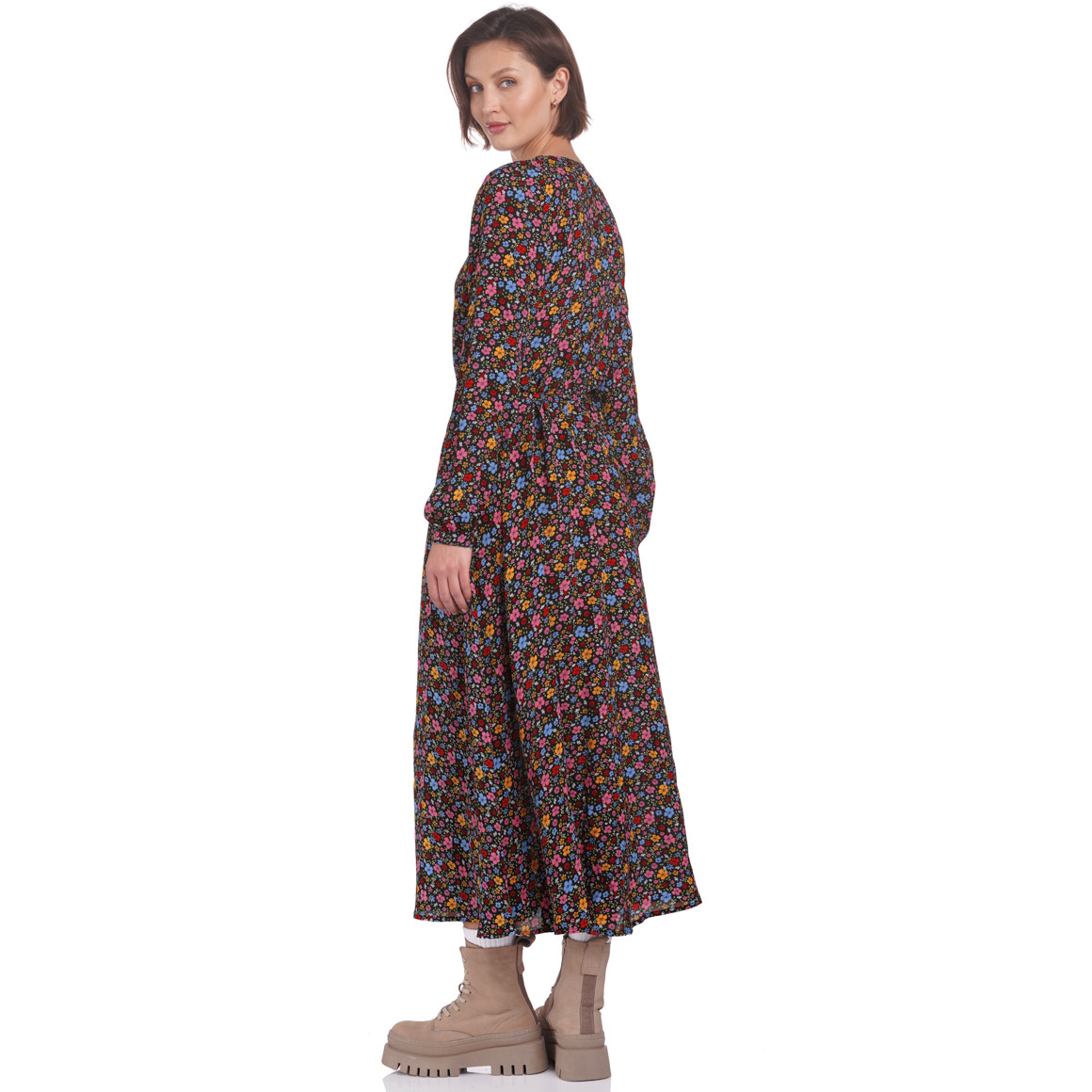 Damen Maxi-Kleid im bunten Millefleur-Dessin