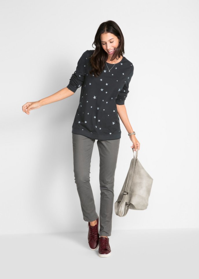 Bedrucktes Langarmshirt aus Baumwolle