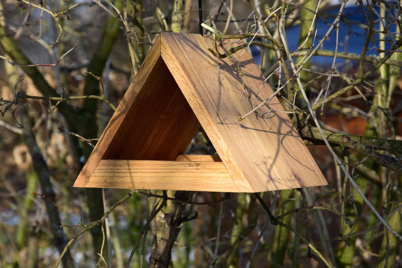 Luxus-Vogelhaus Futterspender, Eiche Dreieckig
