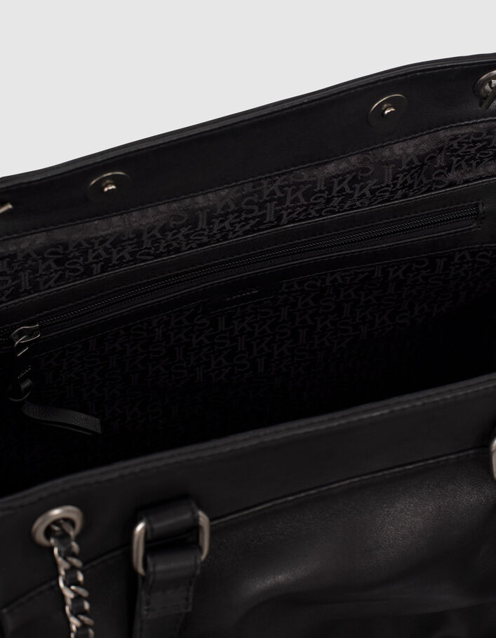 Sac cabas cuir noir LE 1440 matelassage chevrons femme