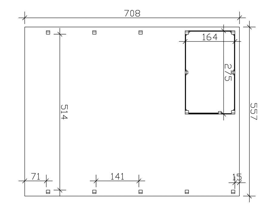 Skanholz Doppelcarport Friesland 4, BxT: 557x708 cm, 207 cm Einfahrtshöhe, (Set), mit Geräteraum