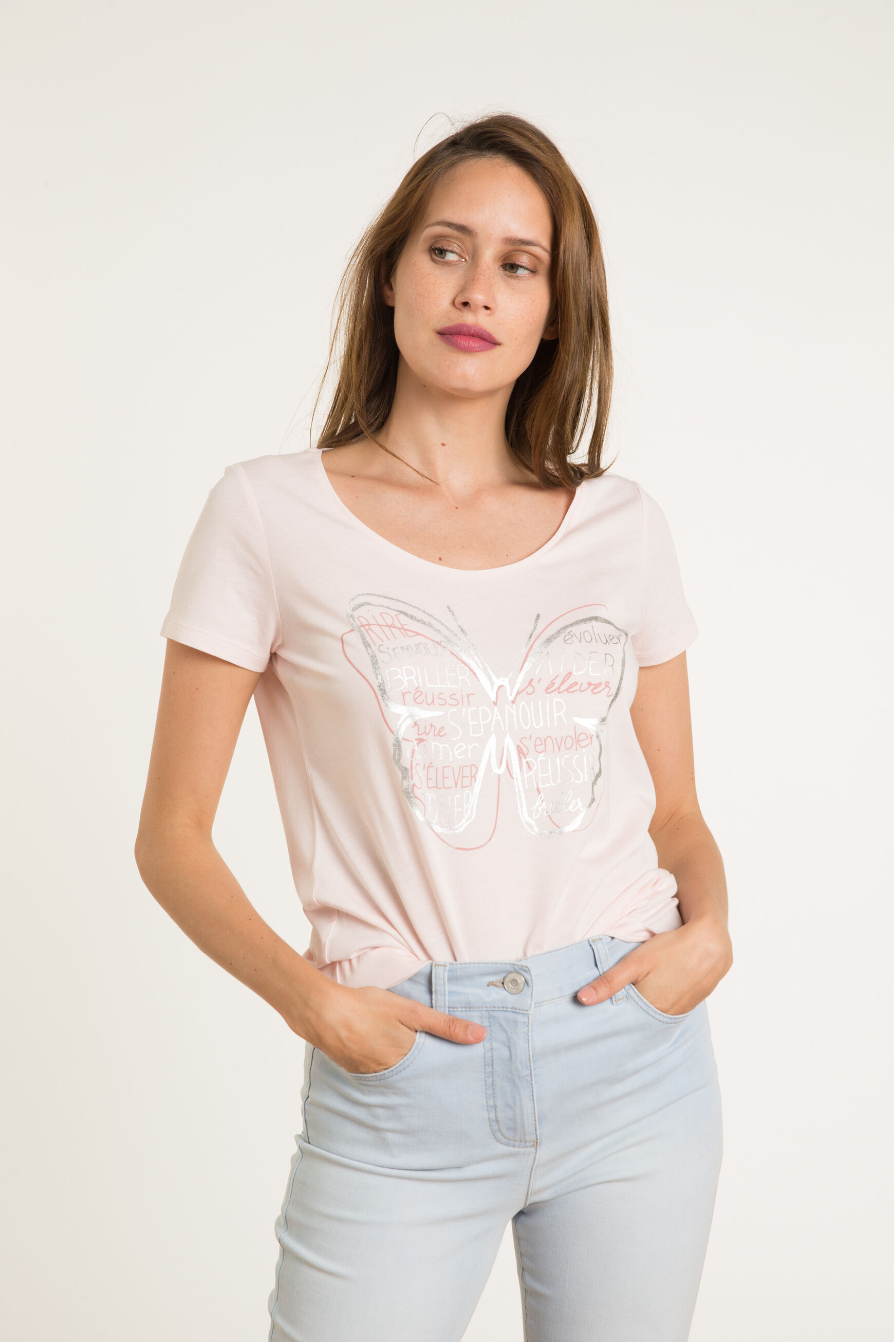 T-shirt Jamelia rose pastel femme