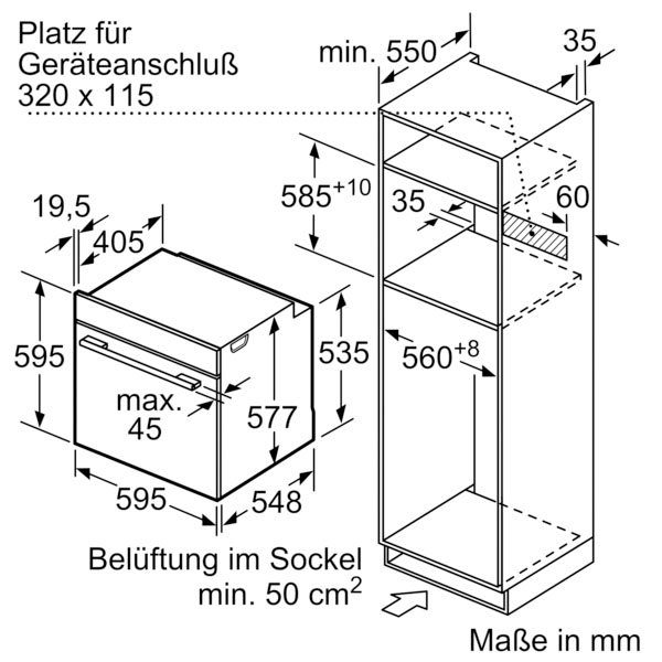 BOSCH Backofen mit Mikrowelle 8 HNG6764B6, mit 1-fach-Teleskopauszug, Pyrolyse-Selbstreinigung