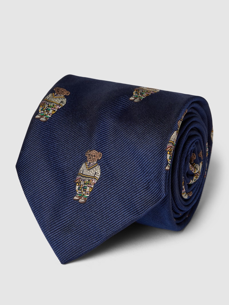 Krawatte mit Motiv-Print in marineblau