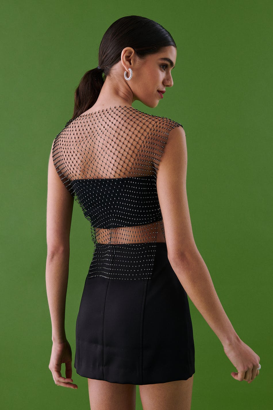 Rhinestone net top