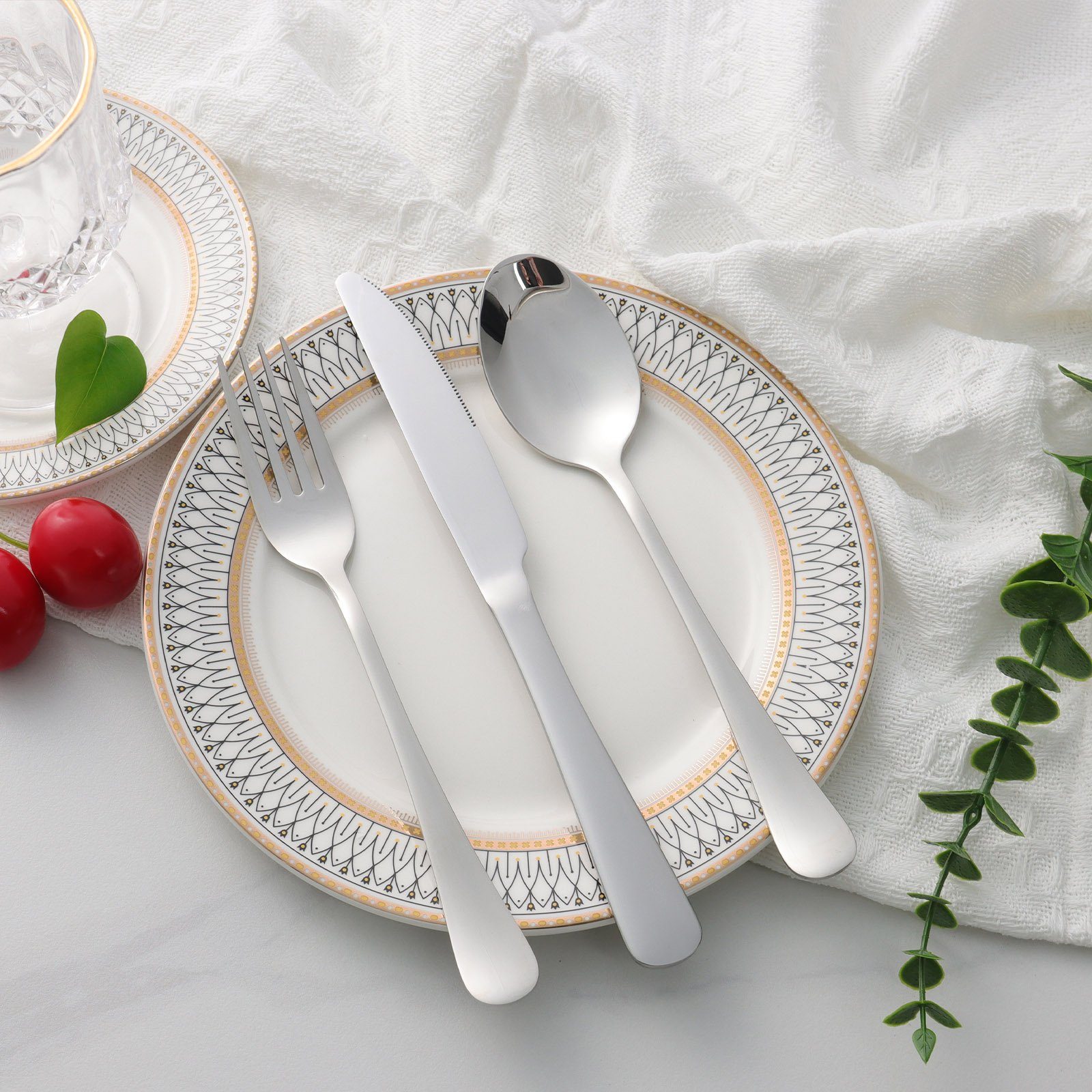 CALIYO Besteck-Set Edelstahl Rostfrei 18/10 Besteck Set, Besteck Set für 6 Personen, Messer Gabel Löffel Set 30-teilig, Spülmaschinengeeignet