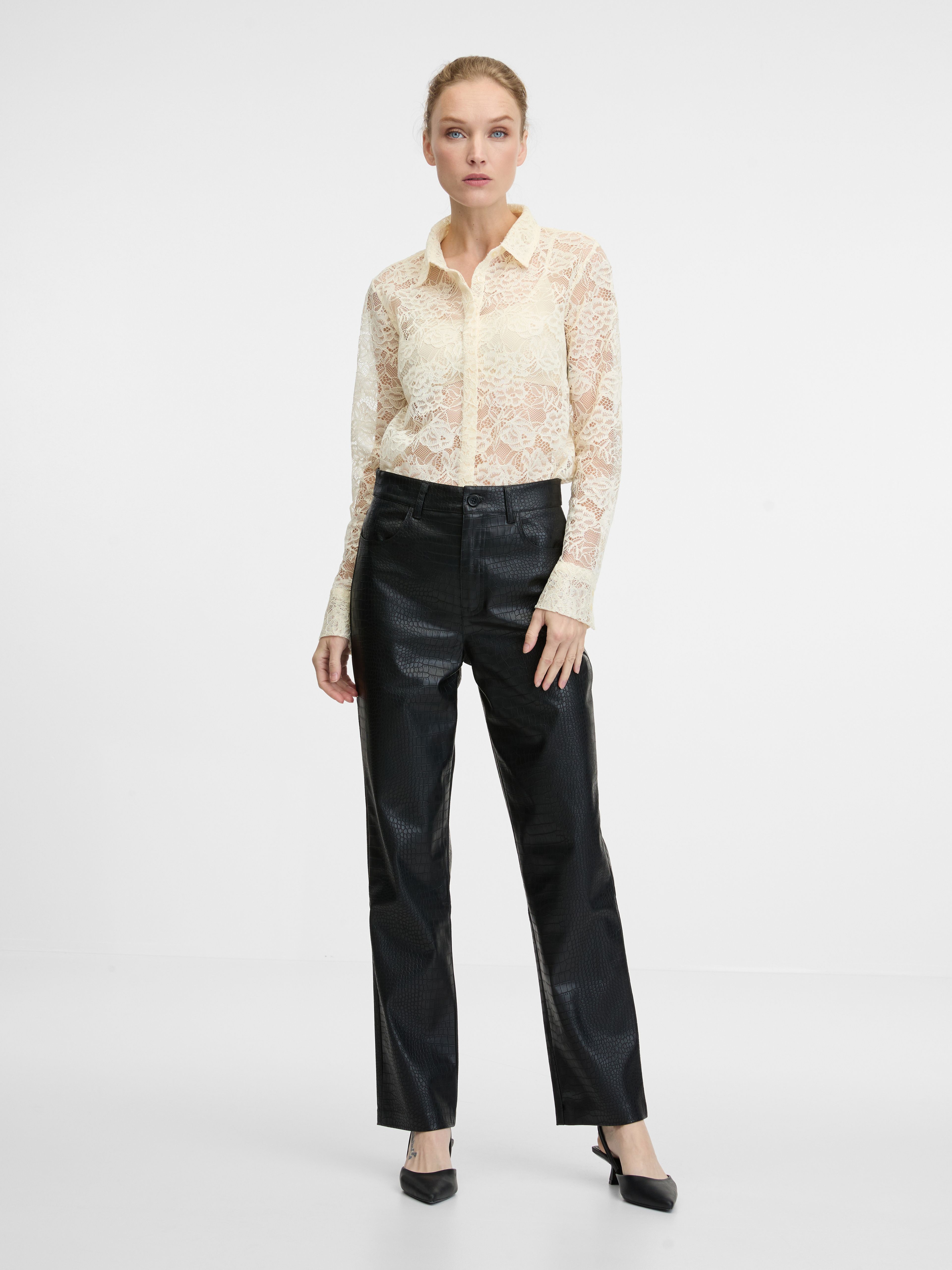 Schwarze Damen-Kunstlederhose ORSAY