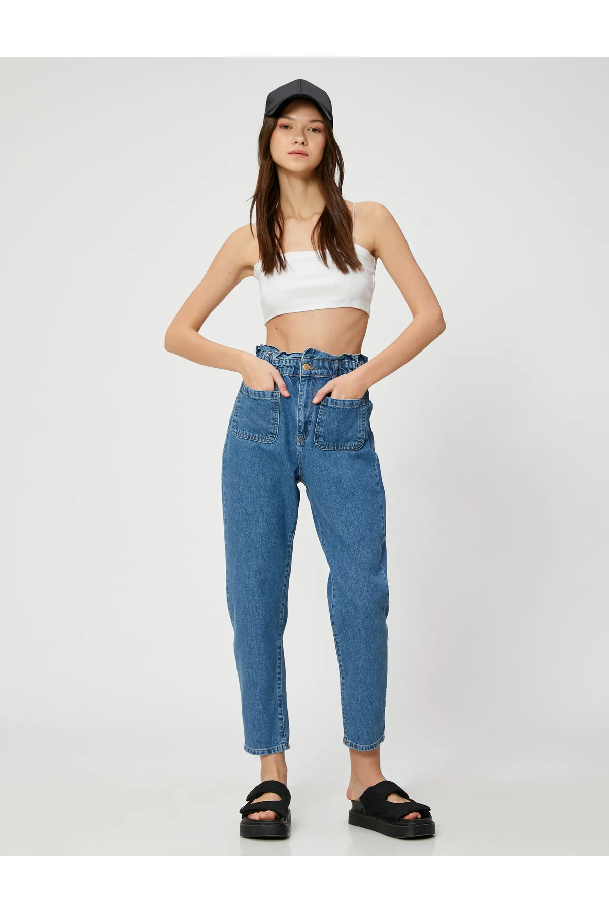 Koton  Jeans mit elastischem Bund, hohe Taille – Baggy-Jeans