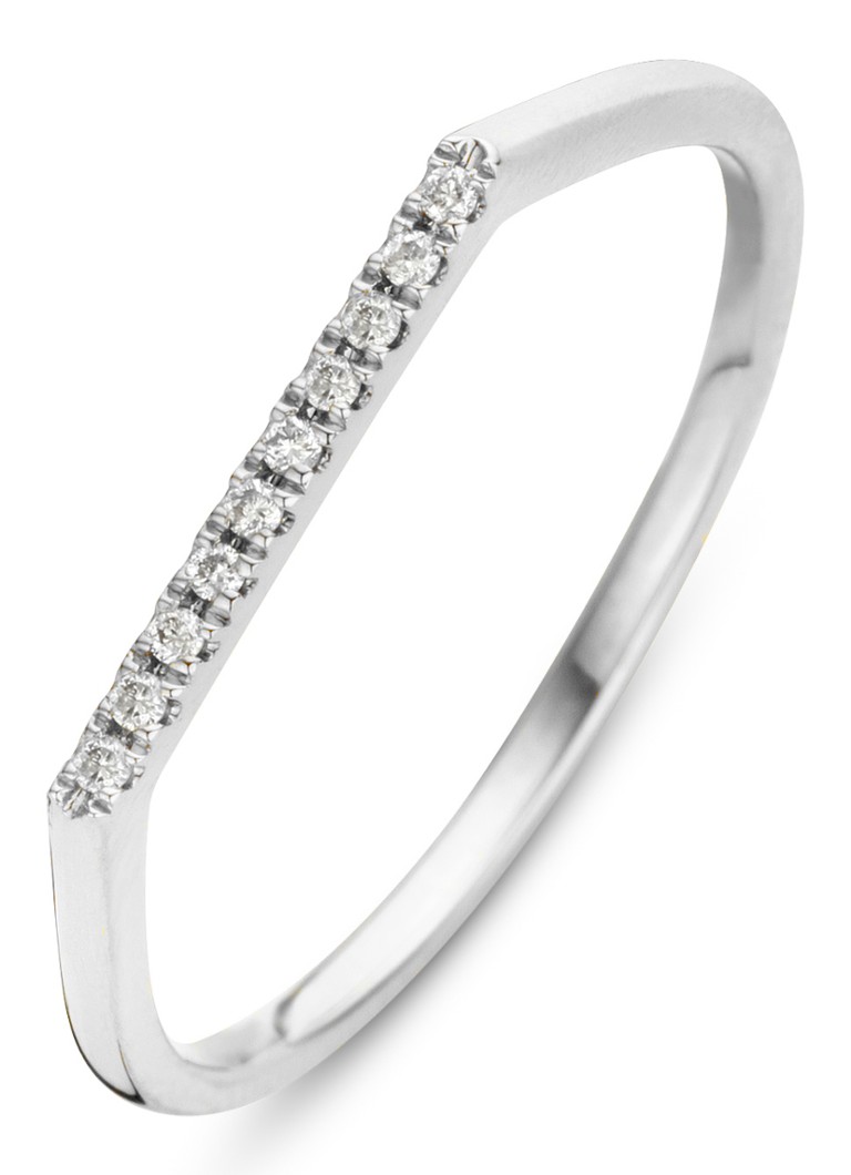 Inel cu vârf de diamant din aur alb și un diamant de 0,04 ct, Joy