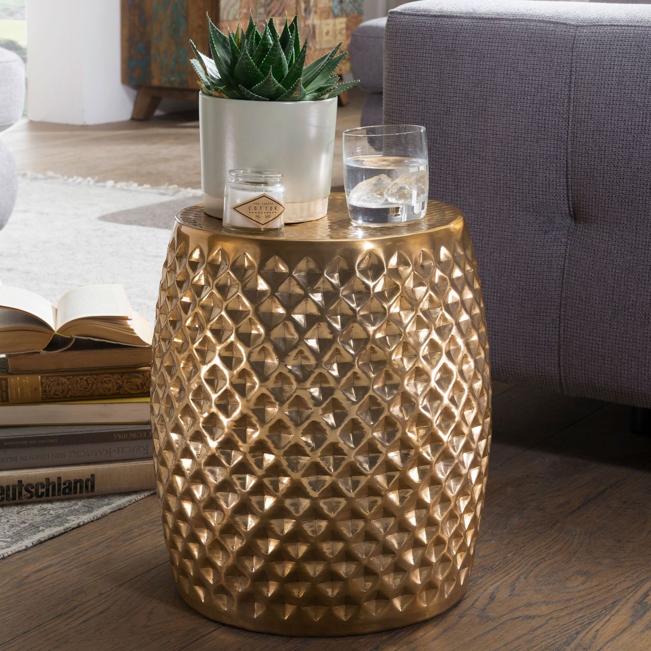 Wohnling Beistelltisch 32 x 32 x 42 cm Gold