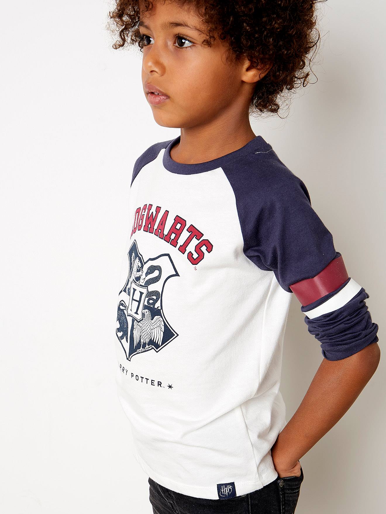 T-shirt manches longues Harry Potter® garçon blanc/bleu/bordeau