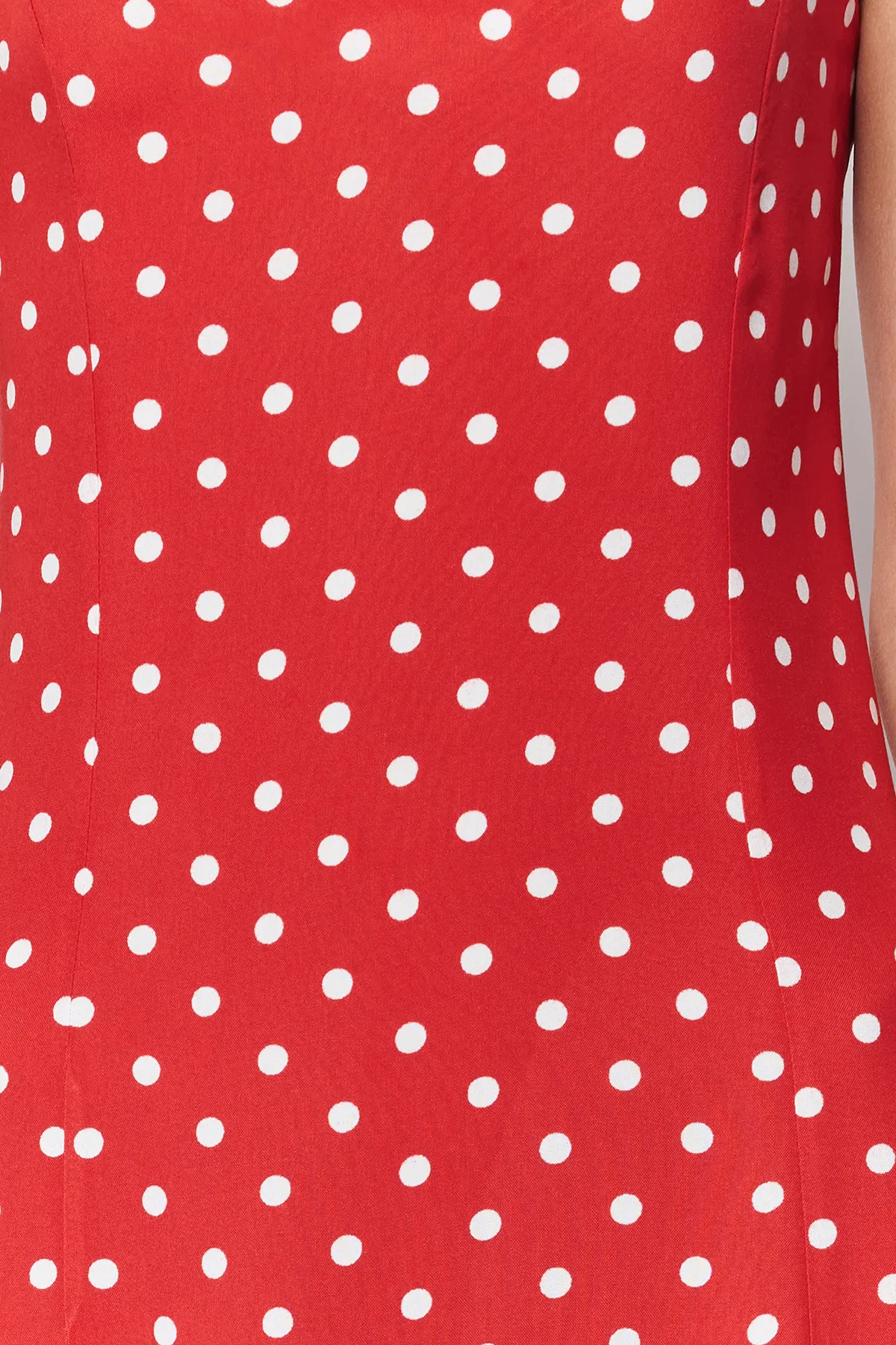 Trendyol Collection  Rotes Midi-Webkleid mit A-Ausschnitt und Bindedetail am Rücken TWOSS24EL00490