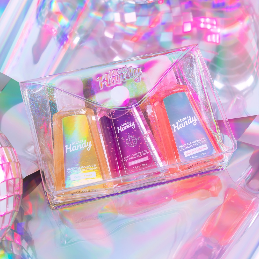 Merci Handy Kit Glitter Trio de gels nettoyant mains