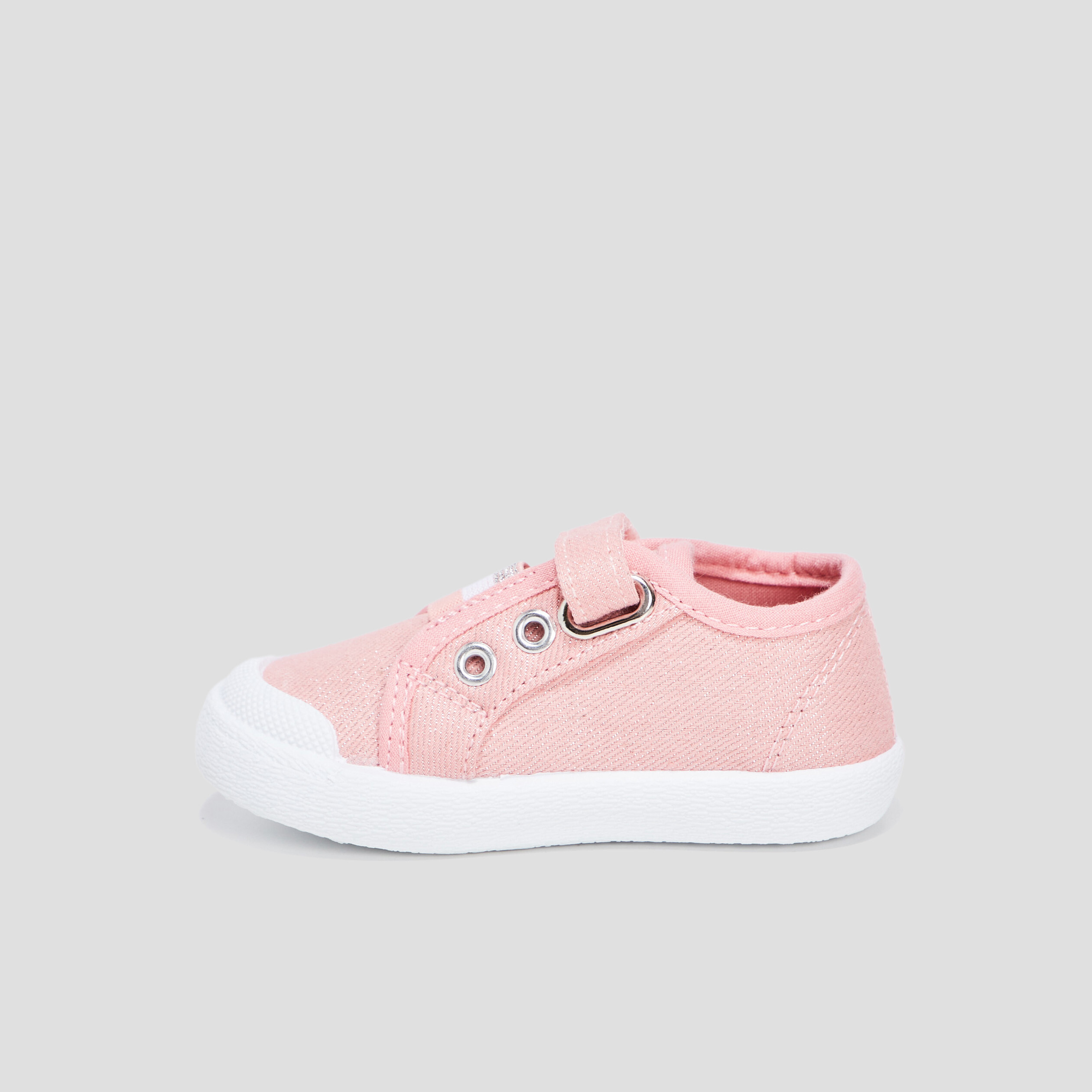 Tennis en toile à scratchs rose bébé fille | La Halle
