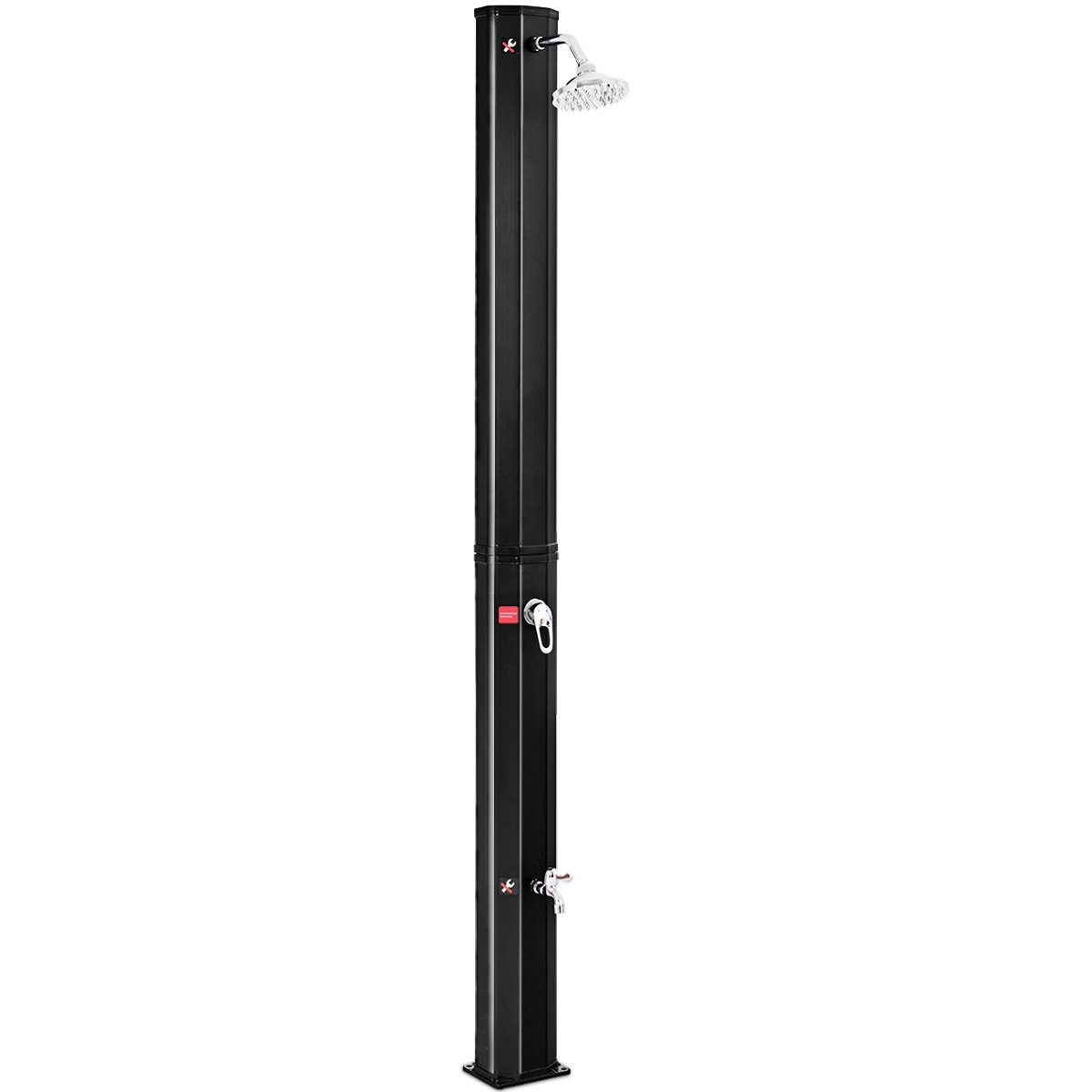COSTWAY Solardusche, Außendusche 35L, mit Kalt-Warm-Ventil, 220 cm Höhe