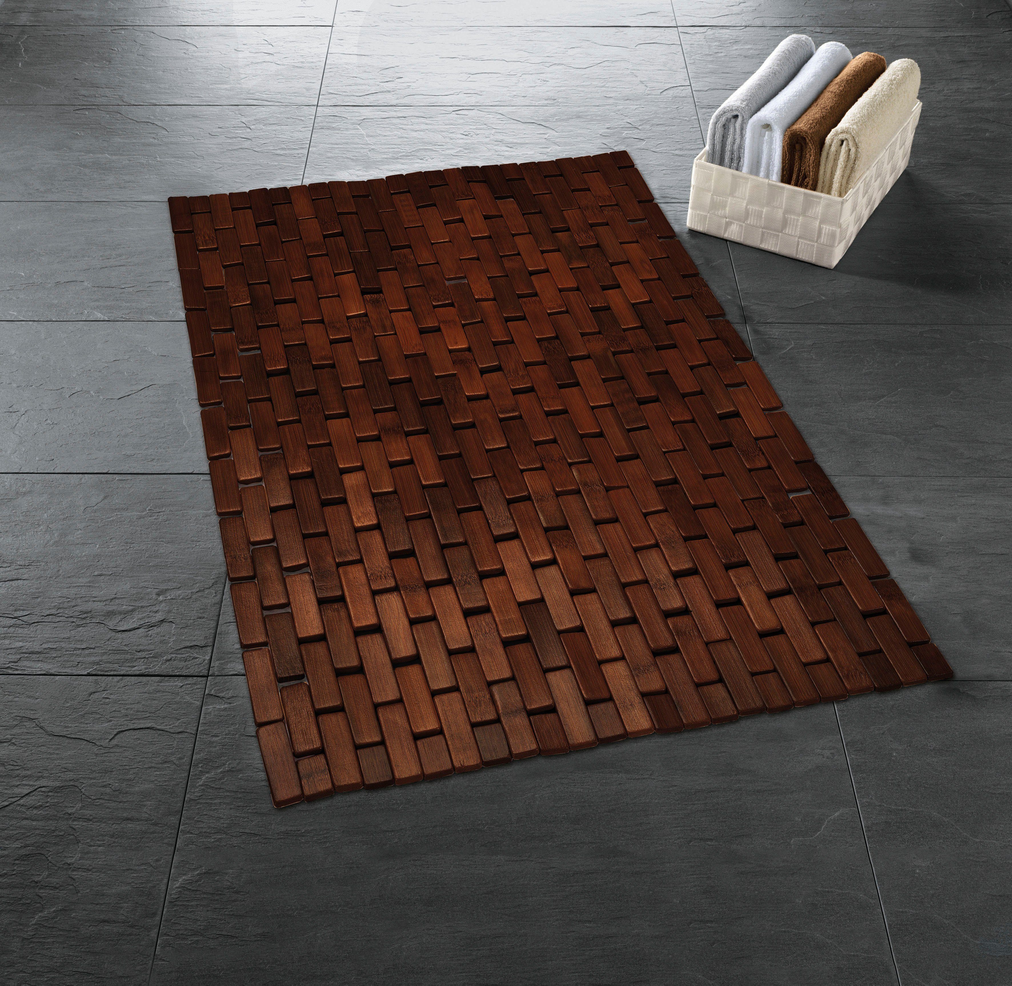 Badematte Palito Kleine Wolke, Höhe 5 mm, rutschhemmend beschichtet, Bambus, Holz, rechteckig, Holzmatte, 100% Bambus, 50x70 cm
