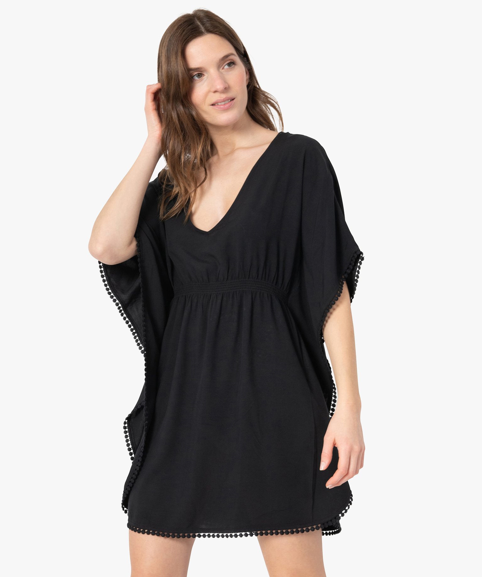Robe de plage femme avec dos en dentelle noir | GEMO