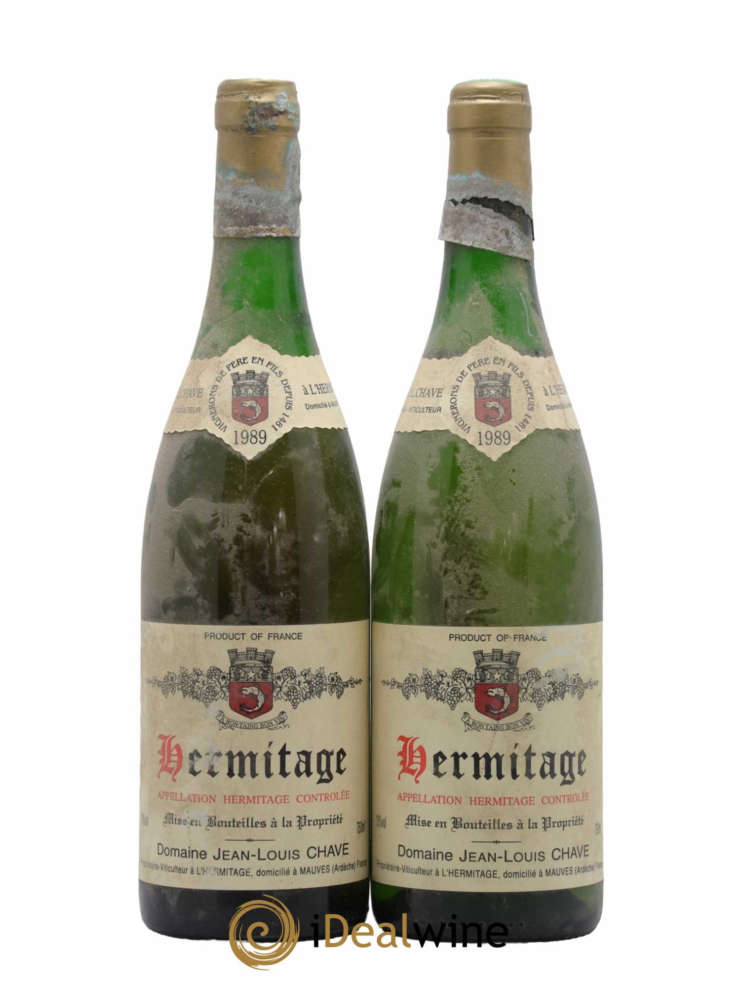 Hermitage Jean-Louis Chave  1989 - Lot de 2 Bouteilles