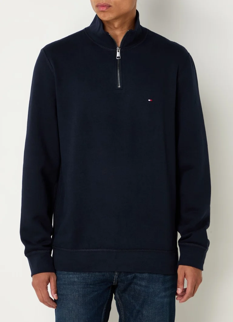 Tommy Hilfiger sweater with half zip and logo embroidery
