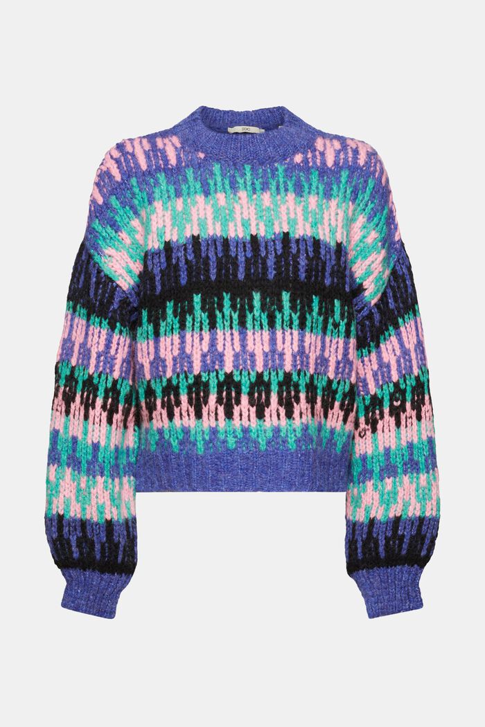 Mehrfarbiger Grobstrickpullover aus Wollmix
