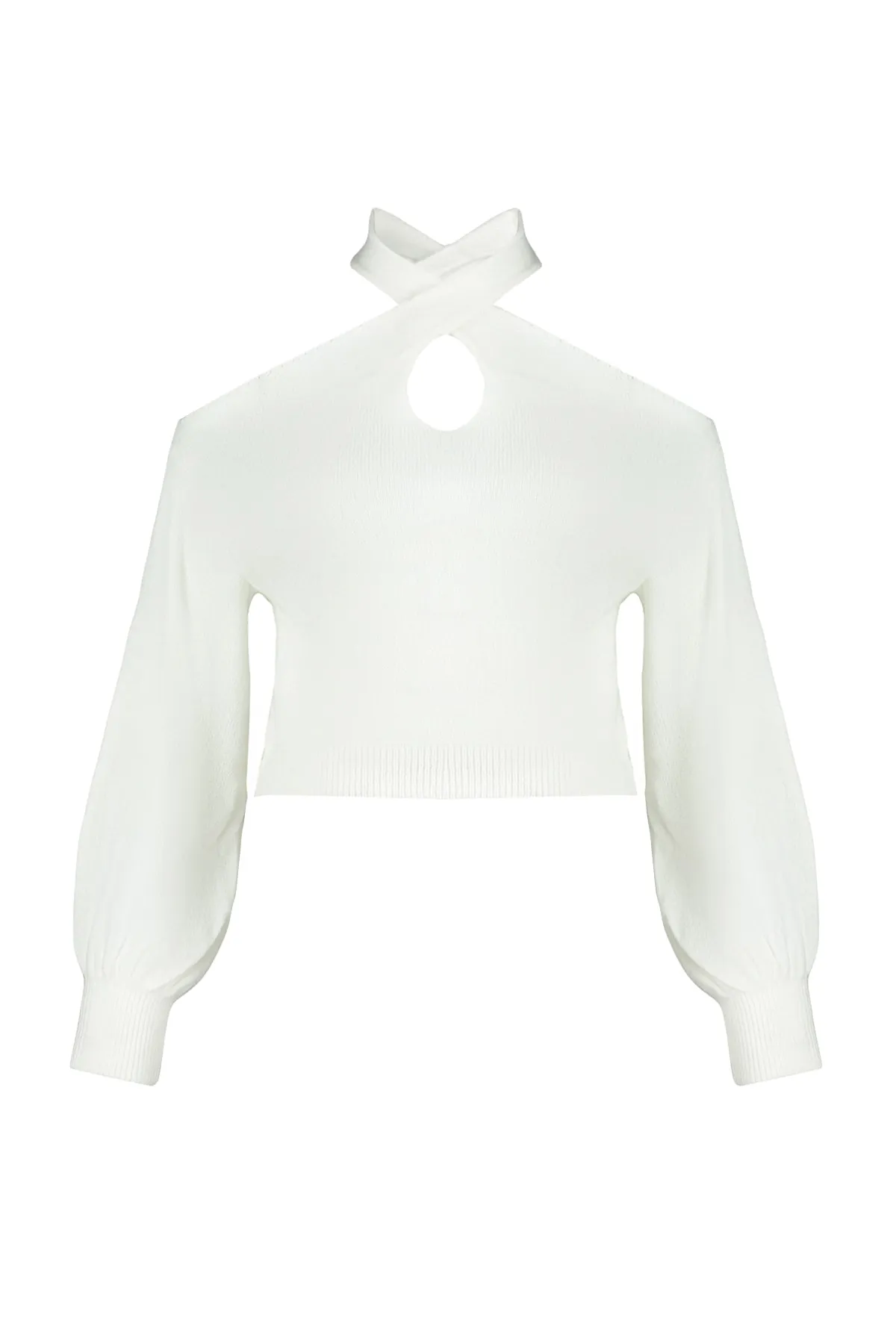 Trendyol Collection  Ecrufarbener Strickpullover mit weicher Struktur und Fenster/Cut-Outs TWOAW24KZ00166