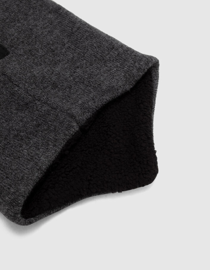 Snood gris tricot fourré badge dés garçon