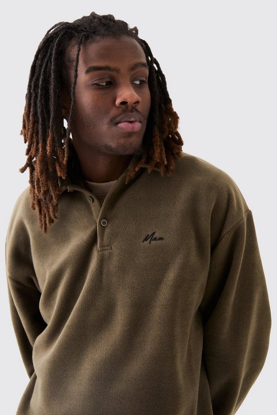 Oversize Man Fleece Rugby-Poloshirt