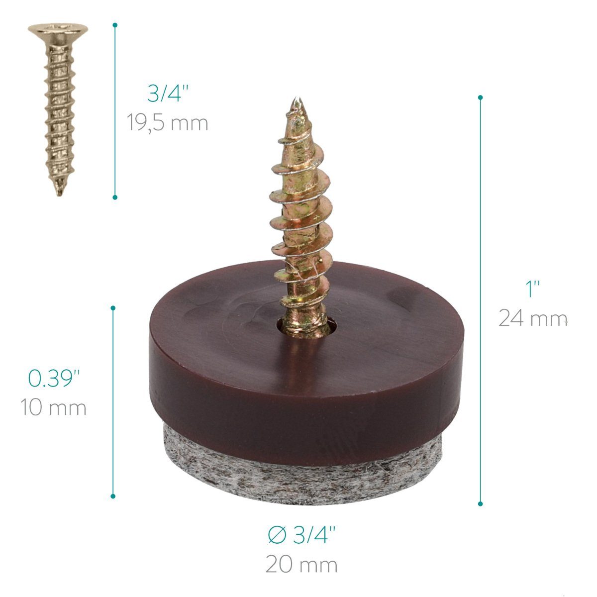 Navaris Möbelfuß 50x Filzgleiter mit Schraube, Bodenschutz für Möbel, rund, 20 mm, (50-St)
