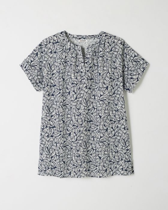 Blouse imprimée col tunisien