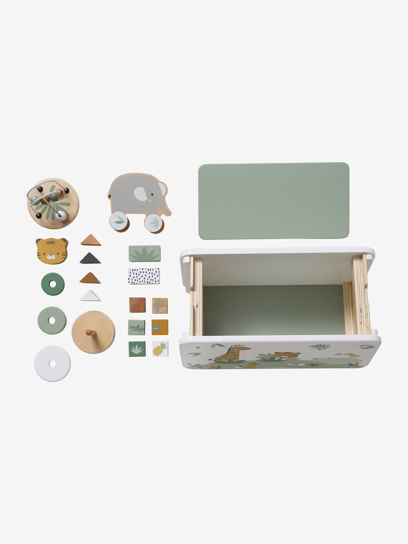 Boite de jeux multi activités en bois FSC® vert