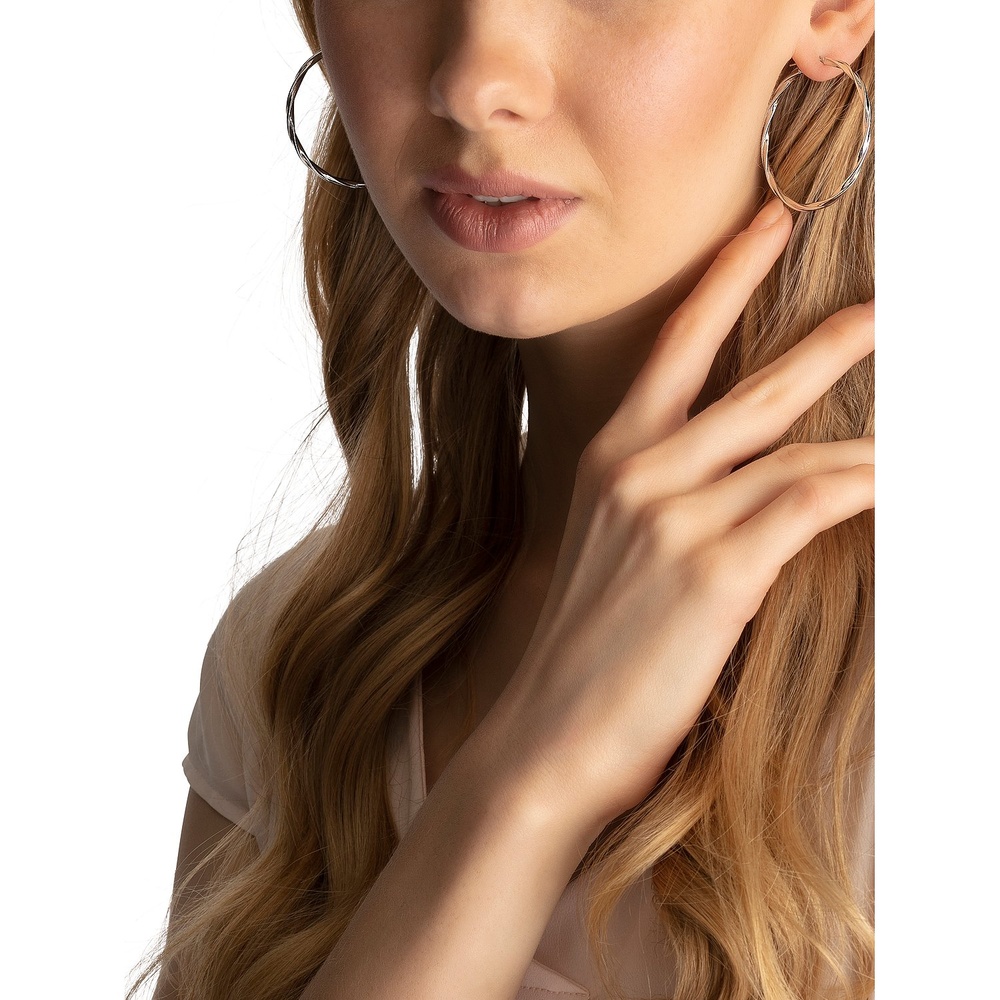 FAVS Créoles 925 Argent rhodié Boucles d'oreilles