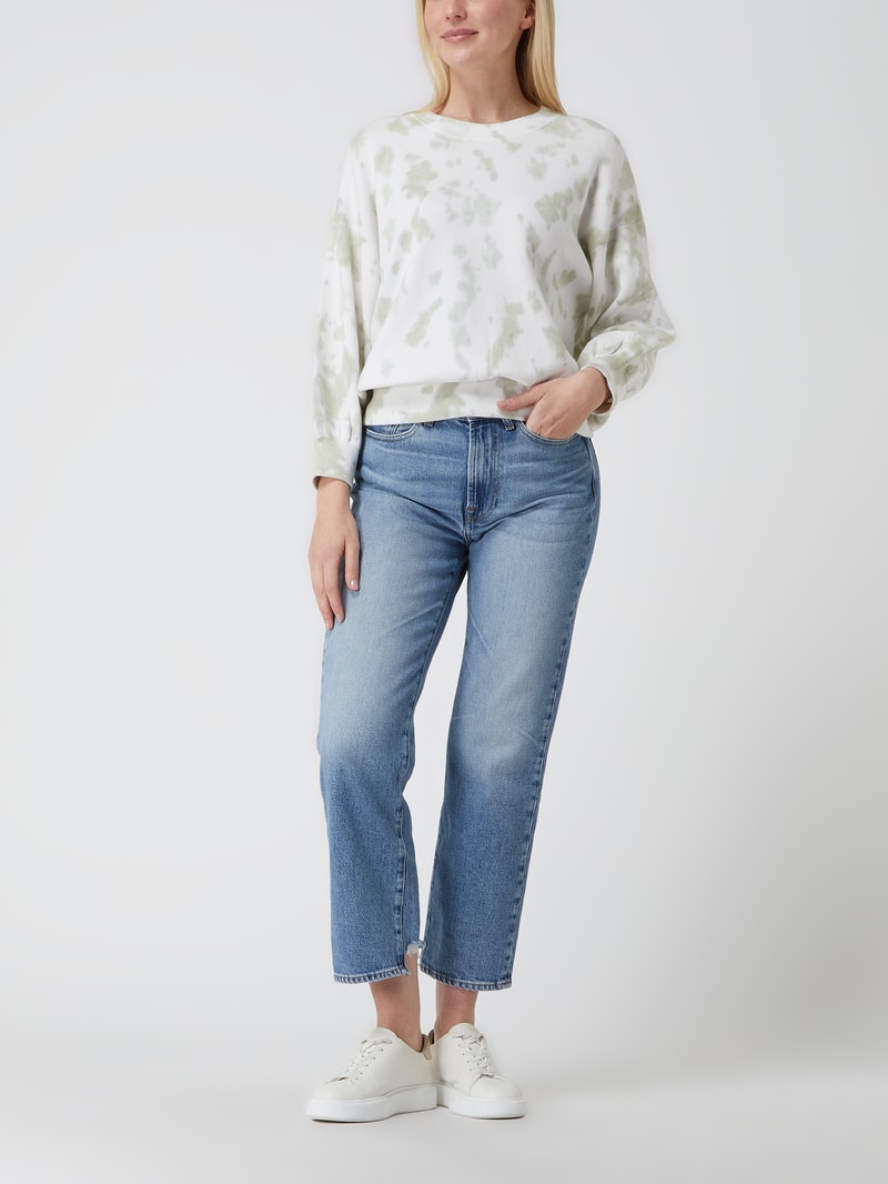 Sweatshirt im Batik-Look in khaki