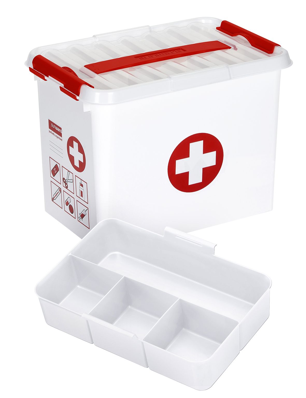 Sunware Q-line 9 Liter Erste-Hilfe Aufbewahrungsbox mit Einsatz