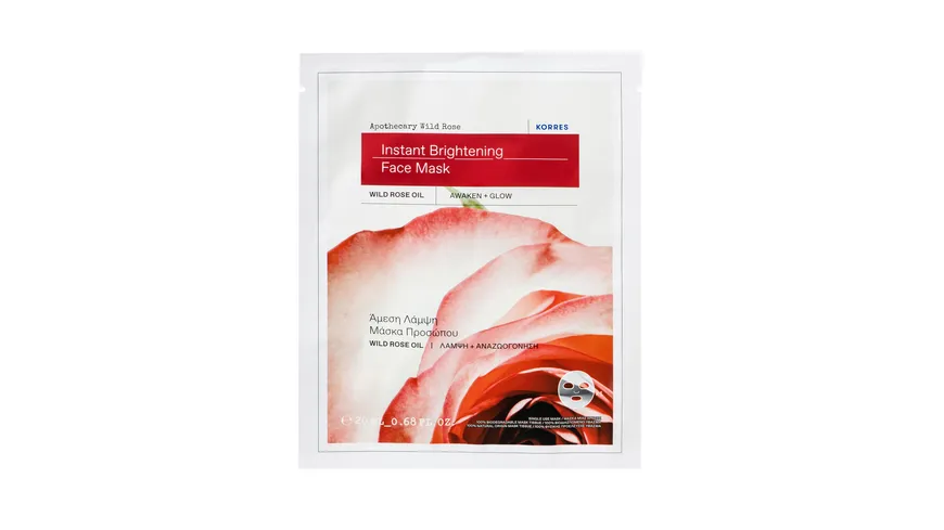 KORRES Apothecary Wild Rose Tuchmaske für strahlende Haut mit Sofort-Effekt