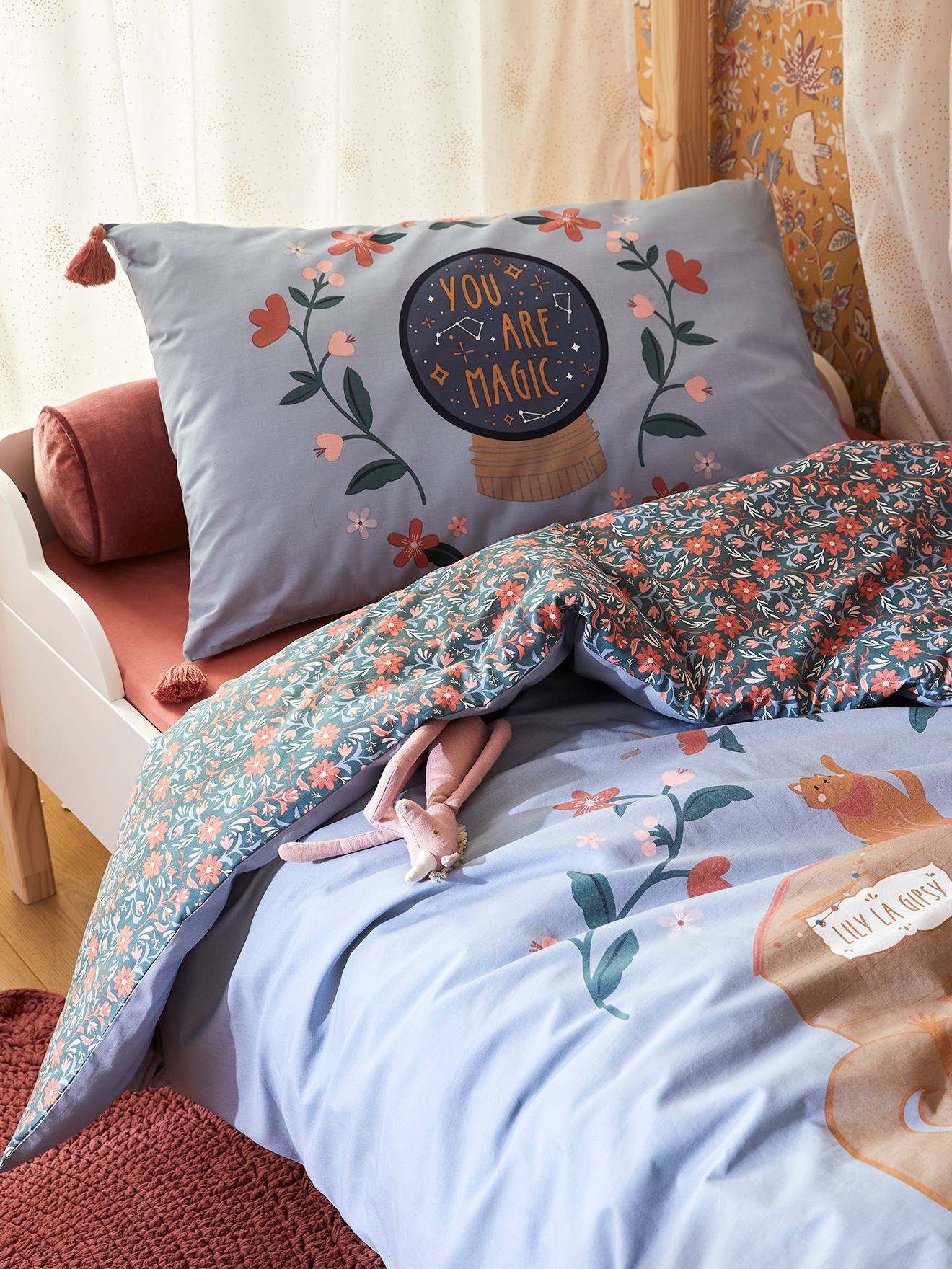 Parure housse de couette + taie d'oreiller enfant GIPSY ROULOTTE bleu