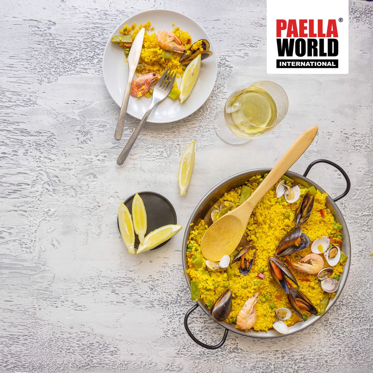 PaellaWorld International Paella World Original spanische Paella Pfanne Typ Valenciana 36cm Stahl poliert mit Griffen