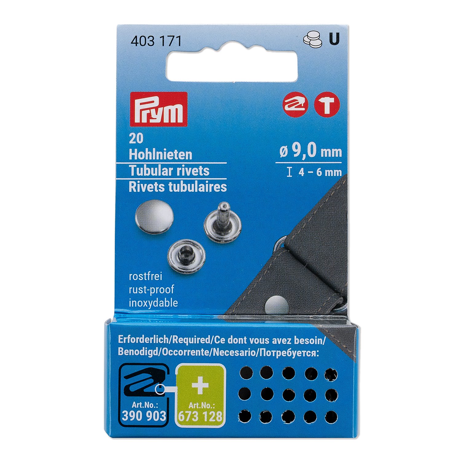 Prym Hohlnieten, Größe: 9 mm Ø, Inhalt: 20 Stück.
