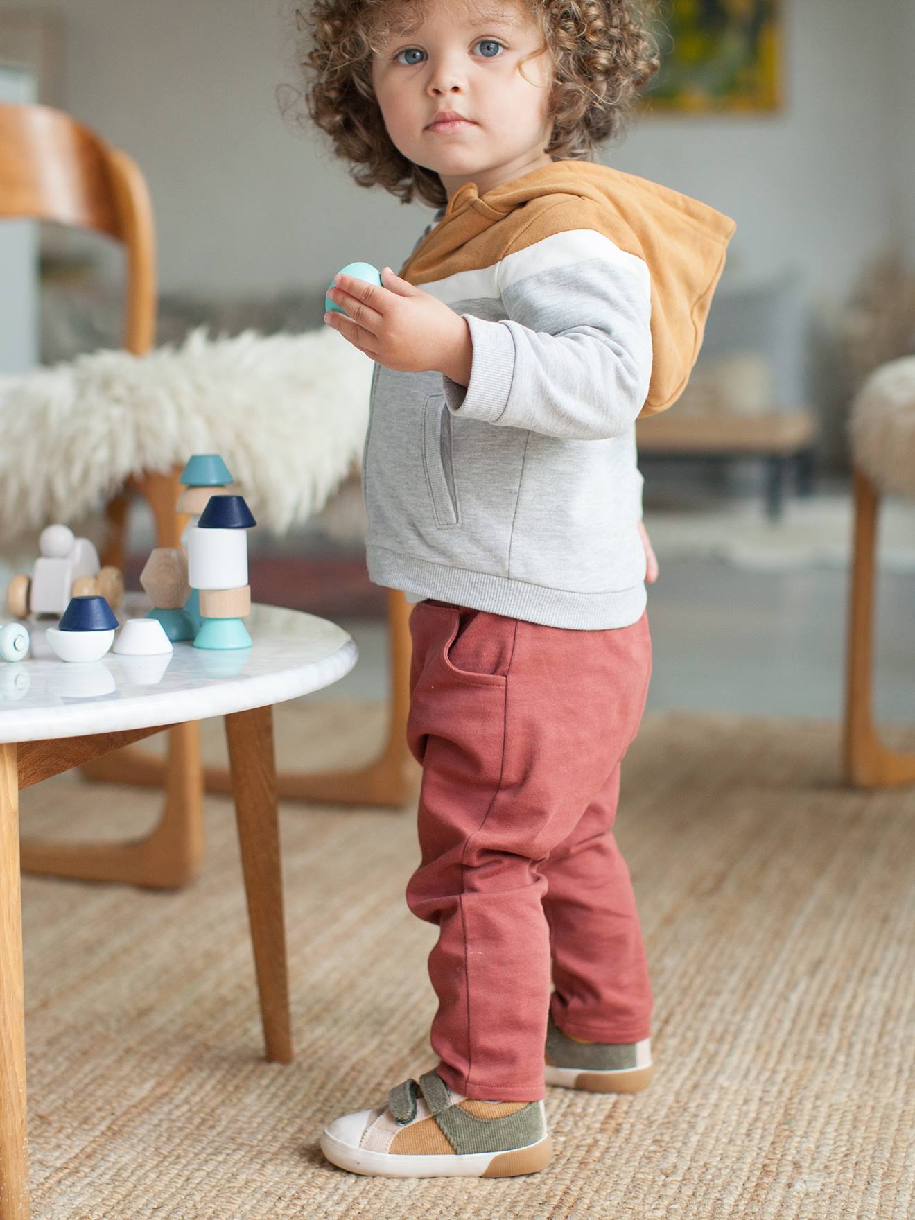 Gilet zippé bébé garçon à capuche bordeaux