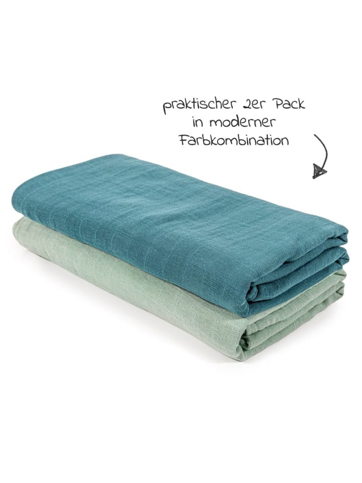 Makian Mulltuch / Pucktuch 2er Pack 120 x 120 cm - Patina in gruen,blau günstig kaufen onesize