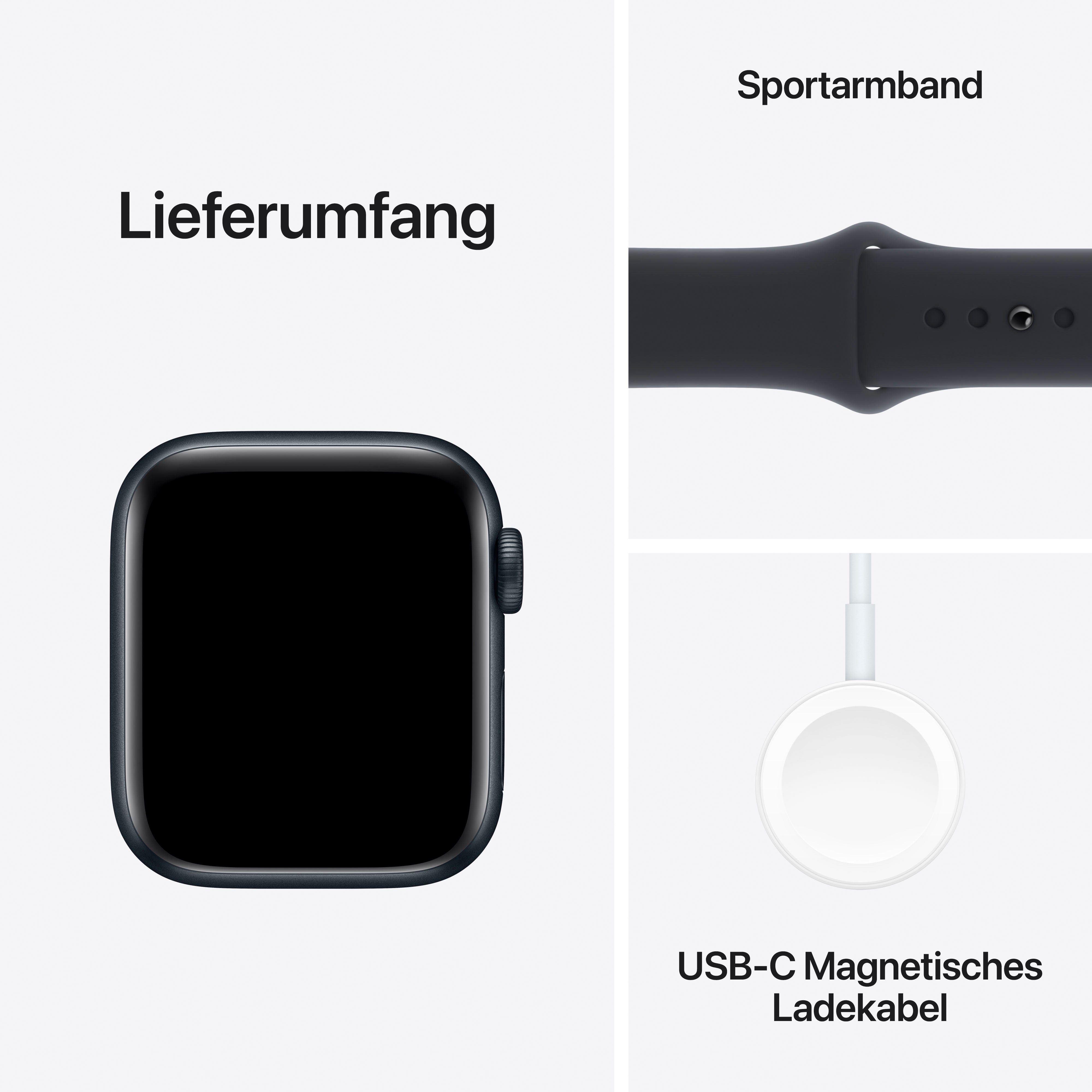 Apple Watch SE GPS 40 mm Aluminium M/L Smartwatch (4 cm/1,57 Zoll, Watch OS 10), Sport Band