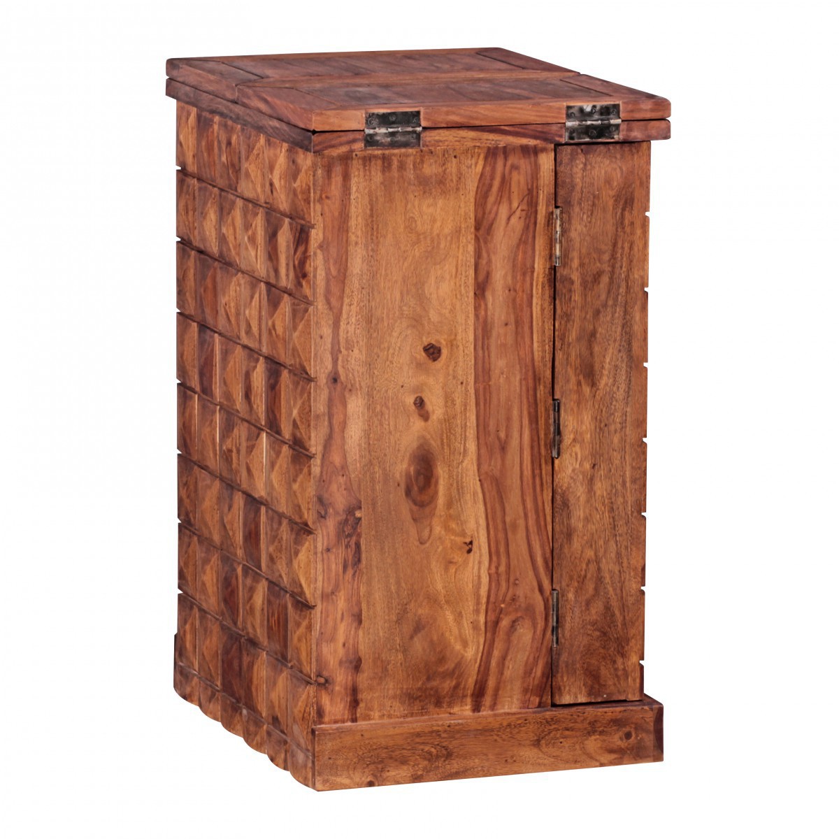 Wohnling Hausbar Massivholz Sheesham Weinbar ausklappbar Vitrine Landhausstil Barschrank Aufbewahrung Flaschen Gläser