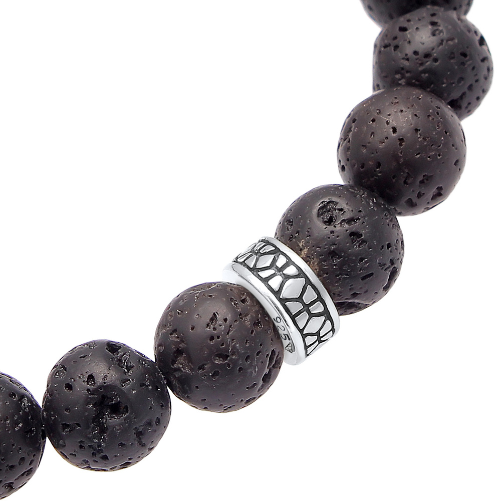 KUZZOI KUZZOI Bracelet Herren Lava Schwarz Vintage 925 Silber Oxidiert Bracelet