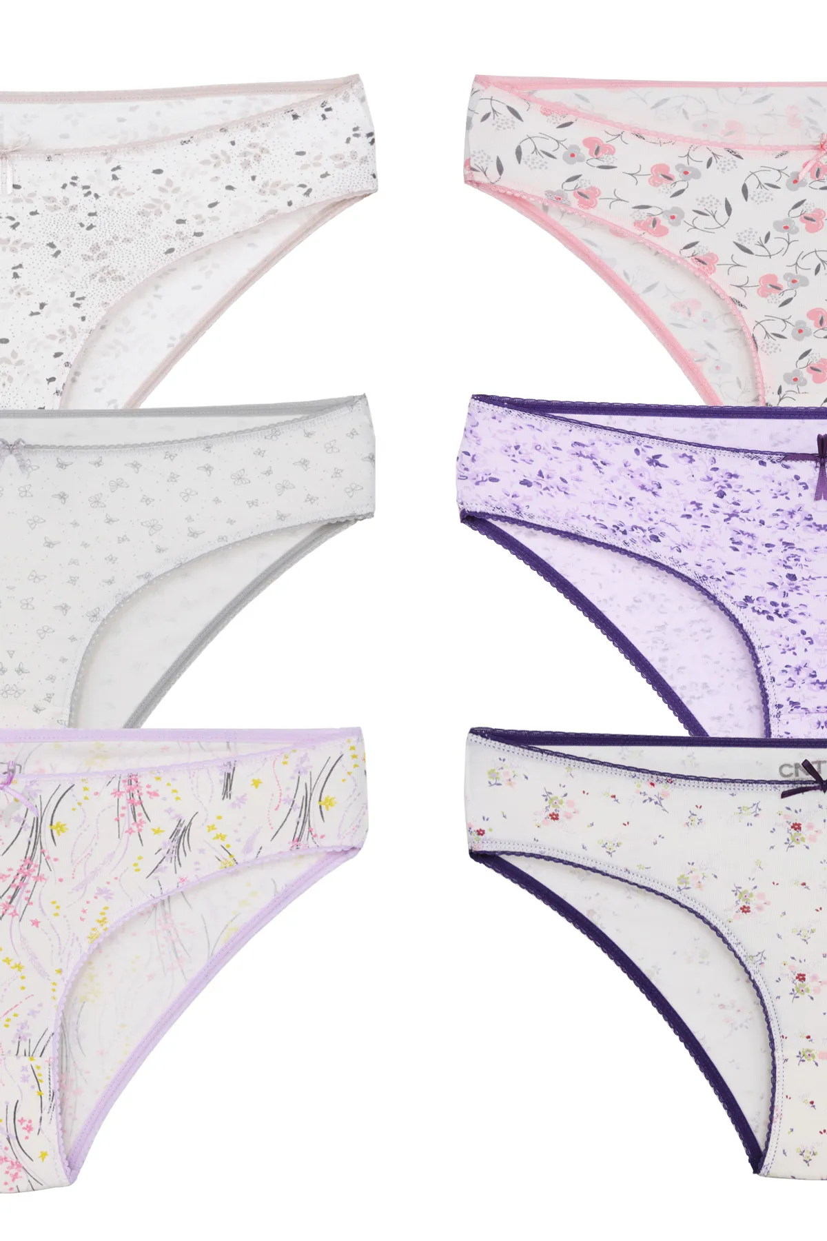 CNT  6-teiliges Bikini-Höschen für Damen, Sonderpaket in gemischter Farb- und Blumenmusterverpackung