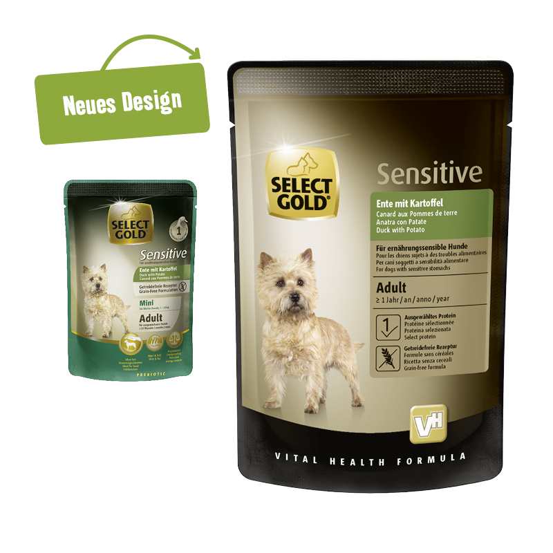 SELECT GOLD Hundenassfutter SELECT GOLD Sensitive Adult 12x100g Ente mit Kartoffel